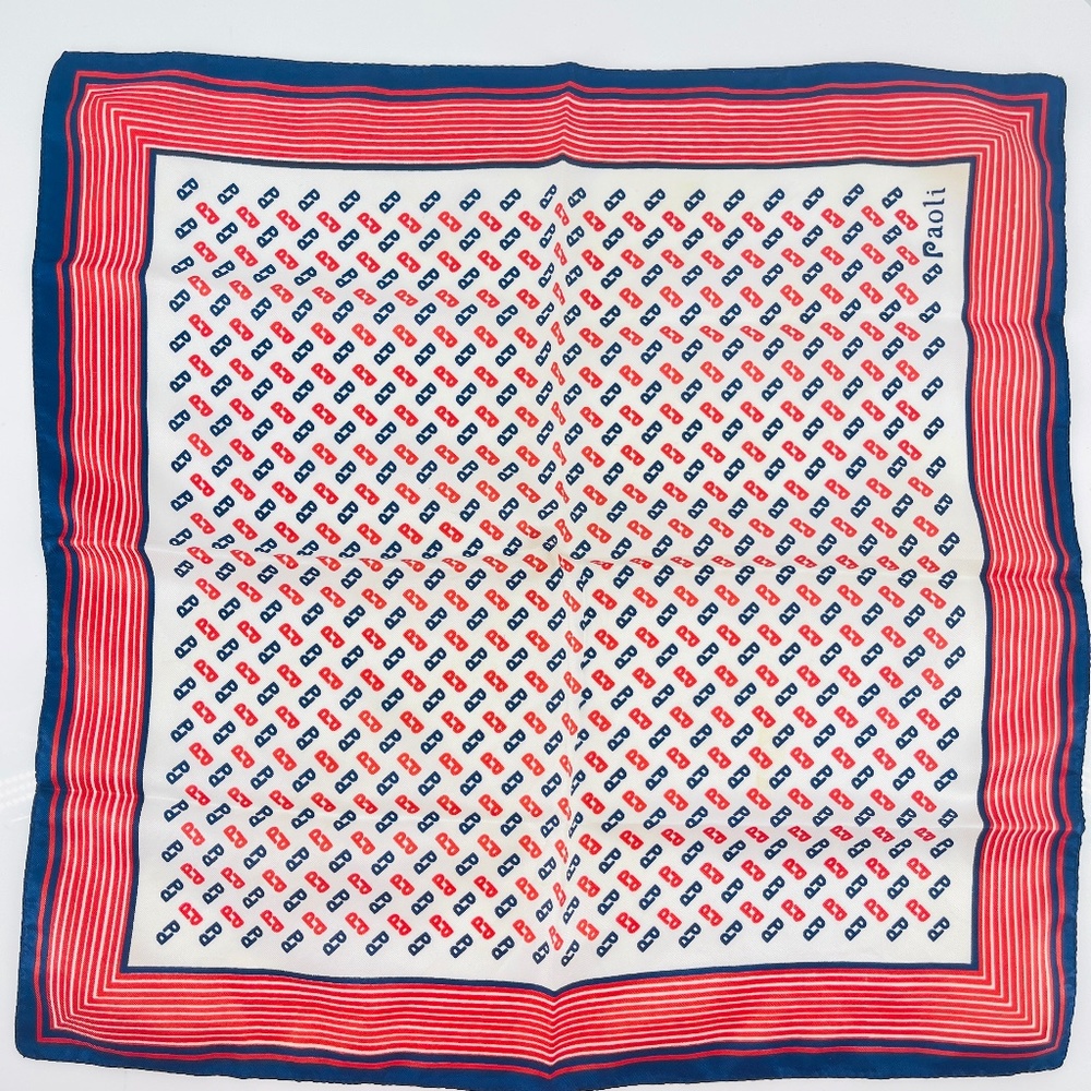 Paoli Logo Scarf Italian Fashion Neck Scarf Vintage Geometric 19 x 19" MCM 60’s